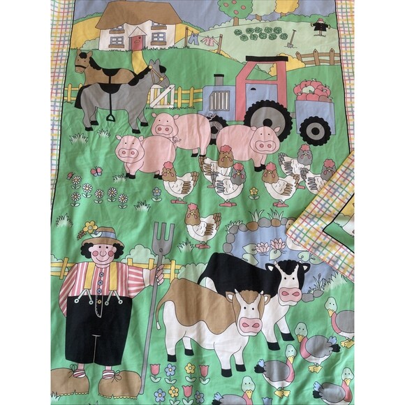 Vintage 90’s Farm McDonald Vantona Duvet Cover Toddler Bed Bedding Pillowcase - Picture 2 of 10